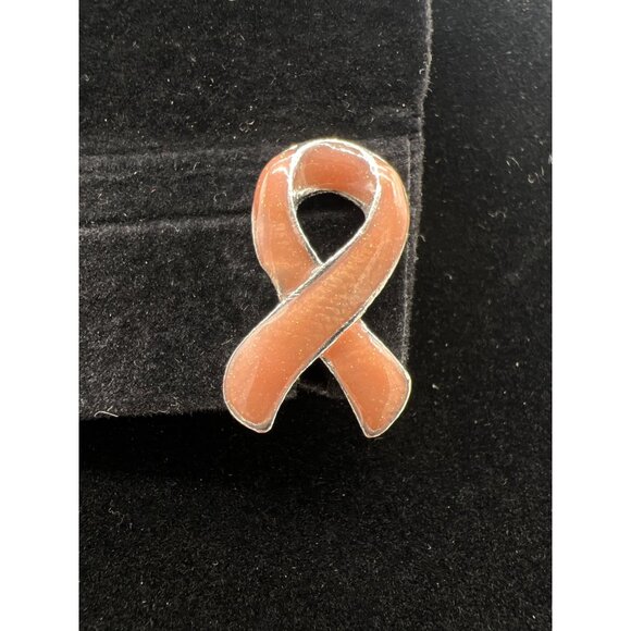 Awareness Ribbon Enamel Pin Peach Cancer Support Lapel Accessory - Picture 2 of 5